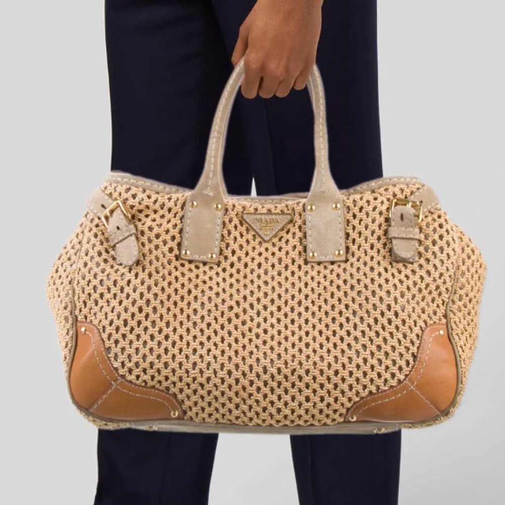 Vintage! PRADA BROWN 2WAY TOP HANDLE BAG